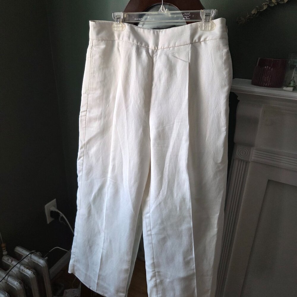J.Crew Wide-leg White Cotton Trousers Size 10